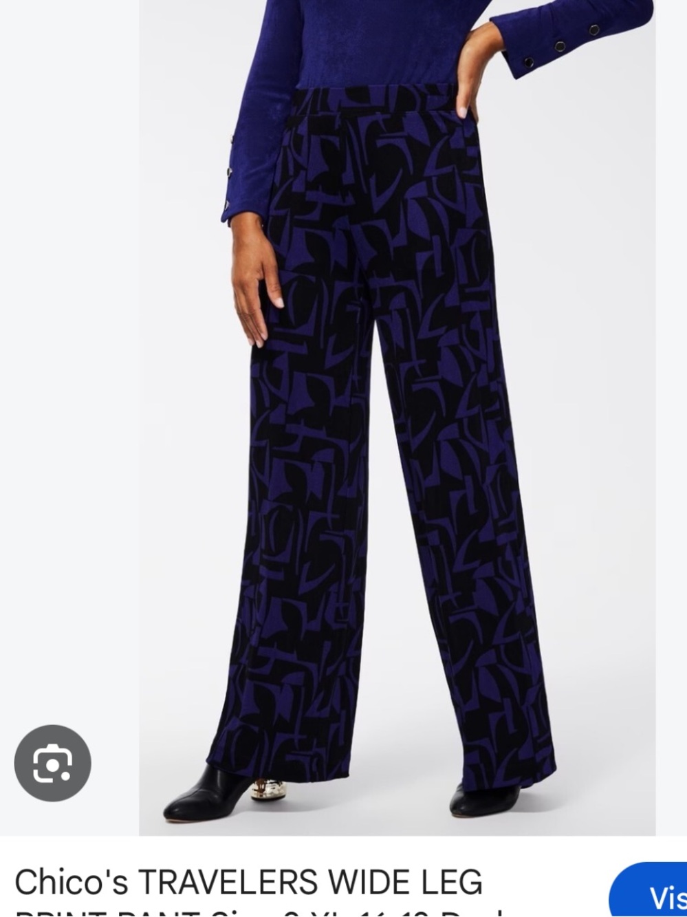 Chico's Wide Leg Abstract Print Pants - purple & Black